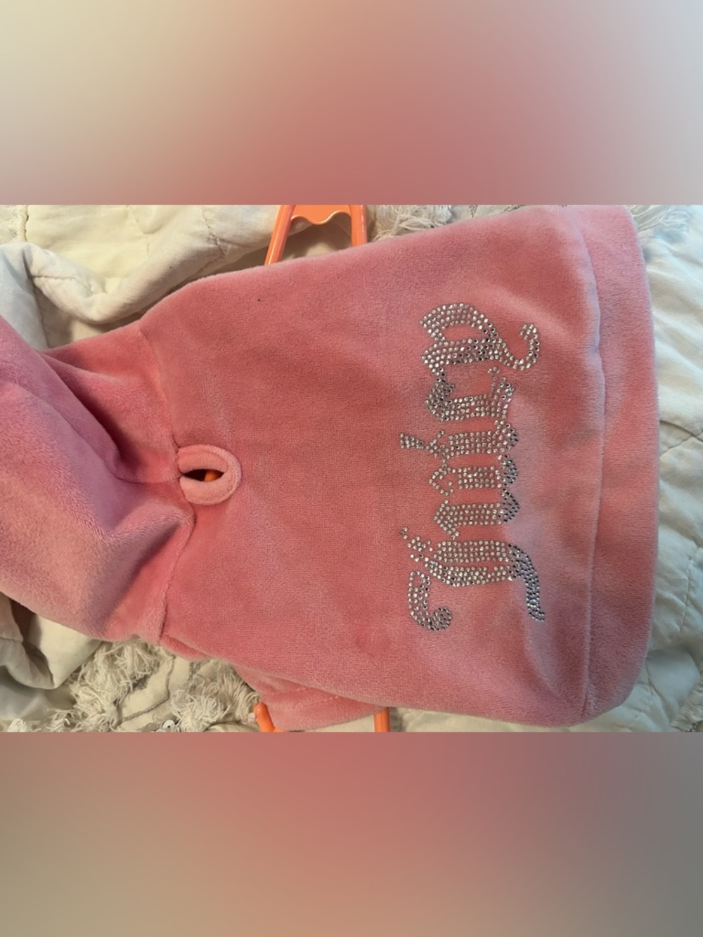 Juicy Couture Pink BLING VELOUR PET HOODIE - Picture 4 of 9